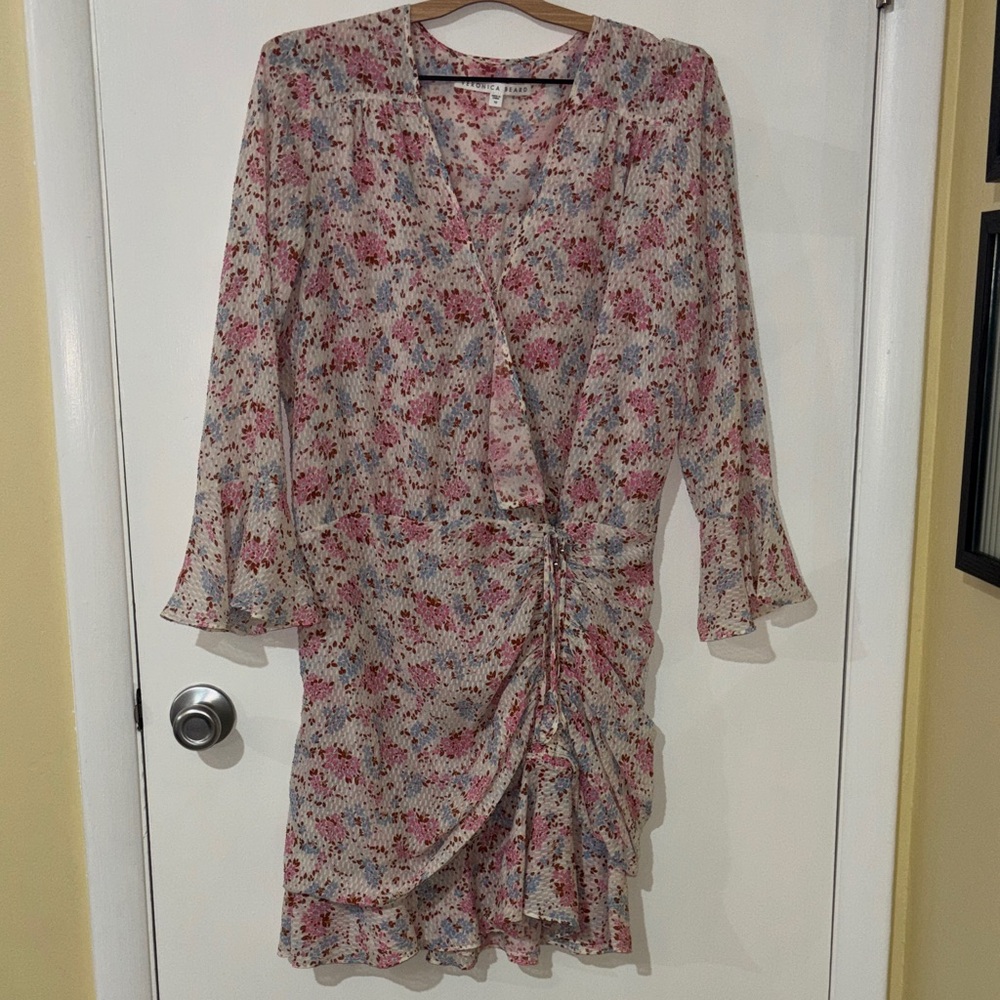 Veronica Beard Pink Multi Floral Wrap Mini Dress